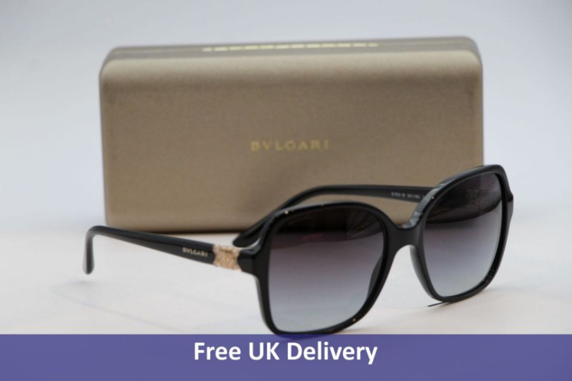 BVLGARI 8164-B 501/8G Sunglasses, Black with Gold Shimmer