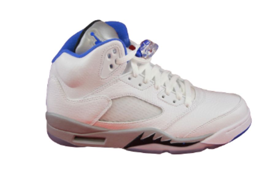 Nike Air Jordan 5 Men's AJ Retro Stealth Trainers, White and Hyper Royal Blue, UK 6.5