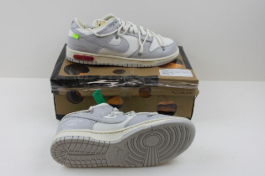 Nike Men's Off White Dunk Lows, Sail, Neutral Grey and Pale Ivory, UK 7. Box damaged - Image 2 of 7