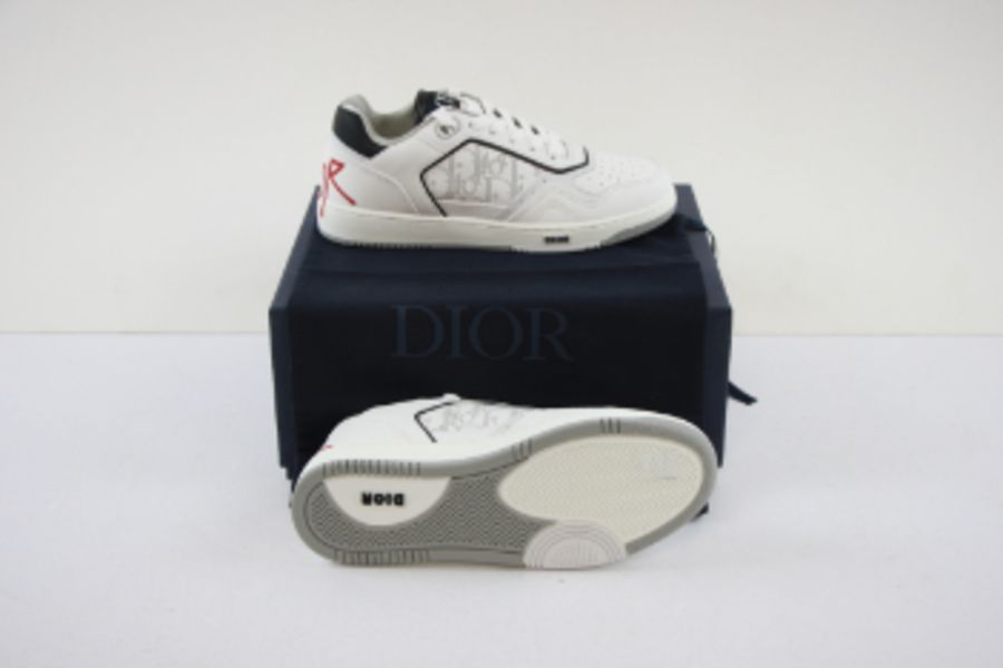 Christian Dior Men's B27 Low Top Trainers, White and Black, UK 6 - Image 2 of 6