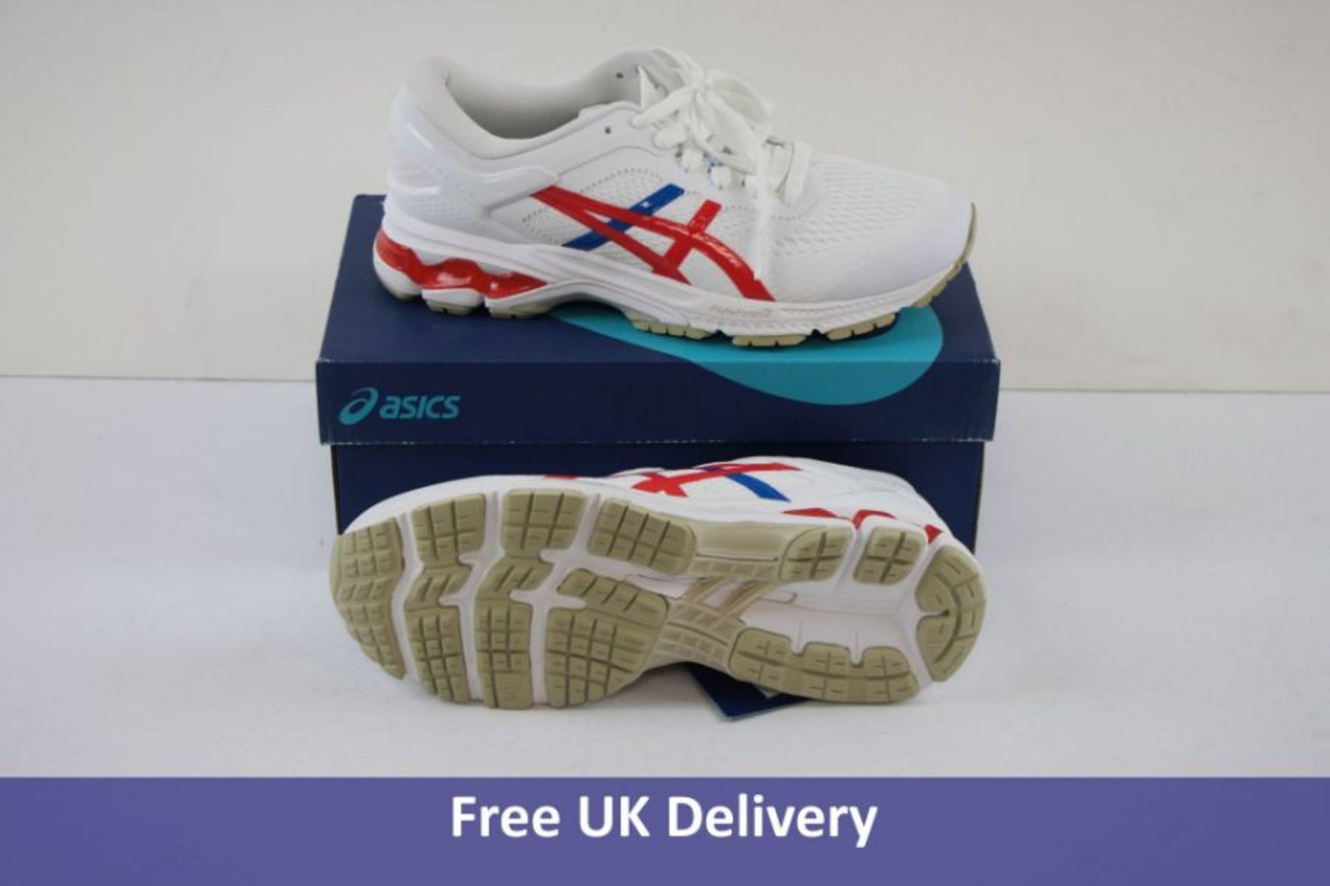 Asics Women's Gel Kayano 26 Trainers, White and Classic Red, UK 6