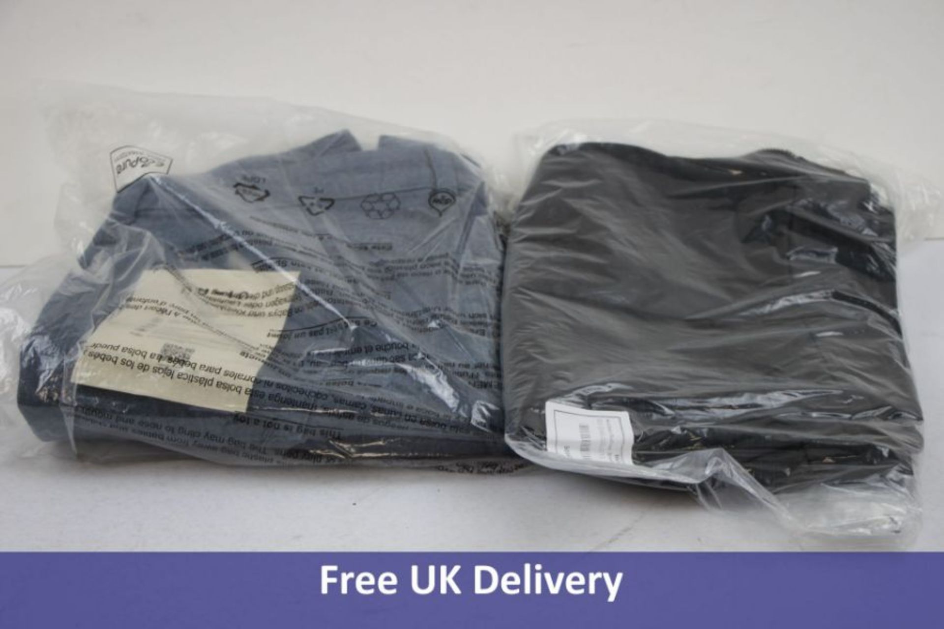 Two Nu-In Items, UK 14, to Include 1x Coated Denim Roll Hem Shorts, Black & 1x Upcycled Wide Leg Den