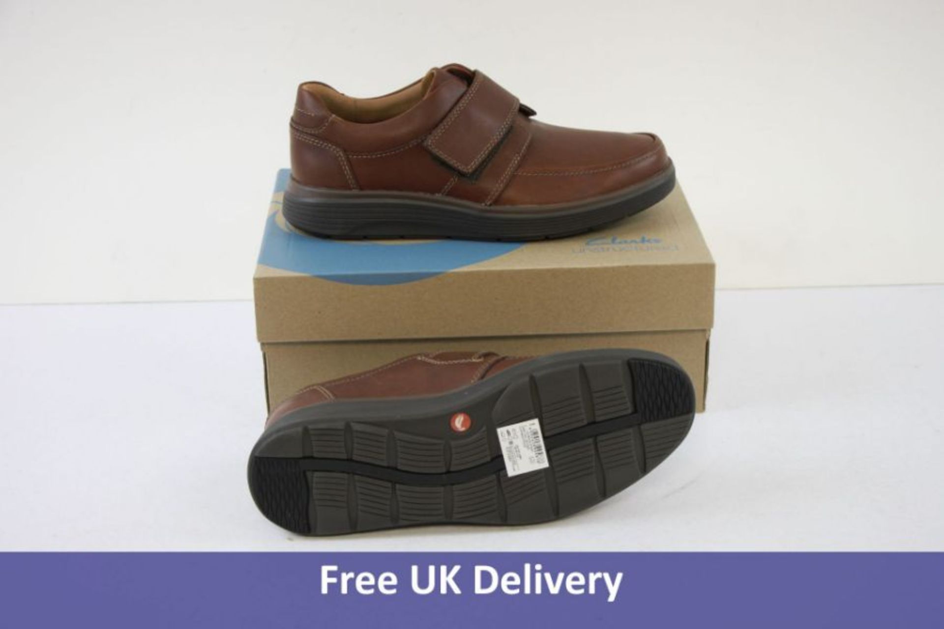 Clarks Men's Un Abode Strap Leather Shoes, Dark Tan, UK 7.5