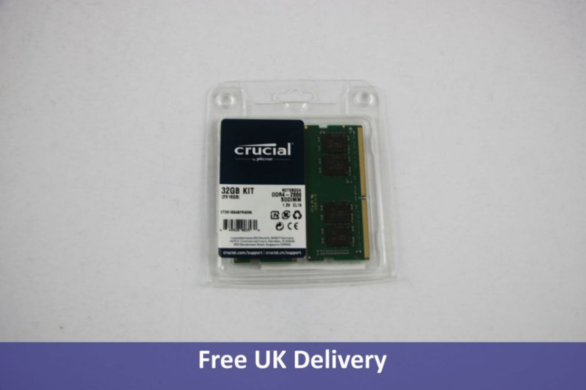 Crucial 32GB Laptop DDR4 2666 MHz SODIMM Memory Kit, 2 x 16GB