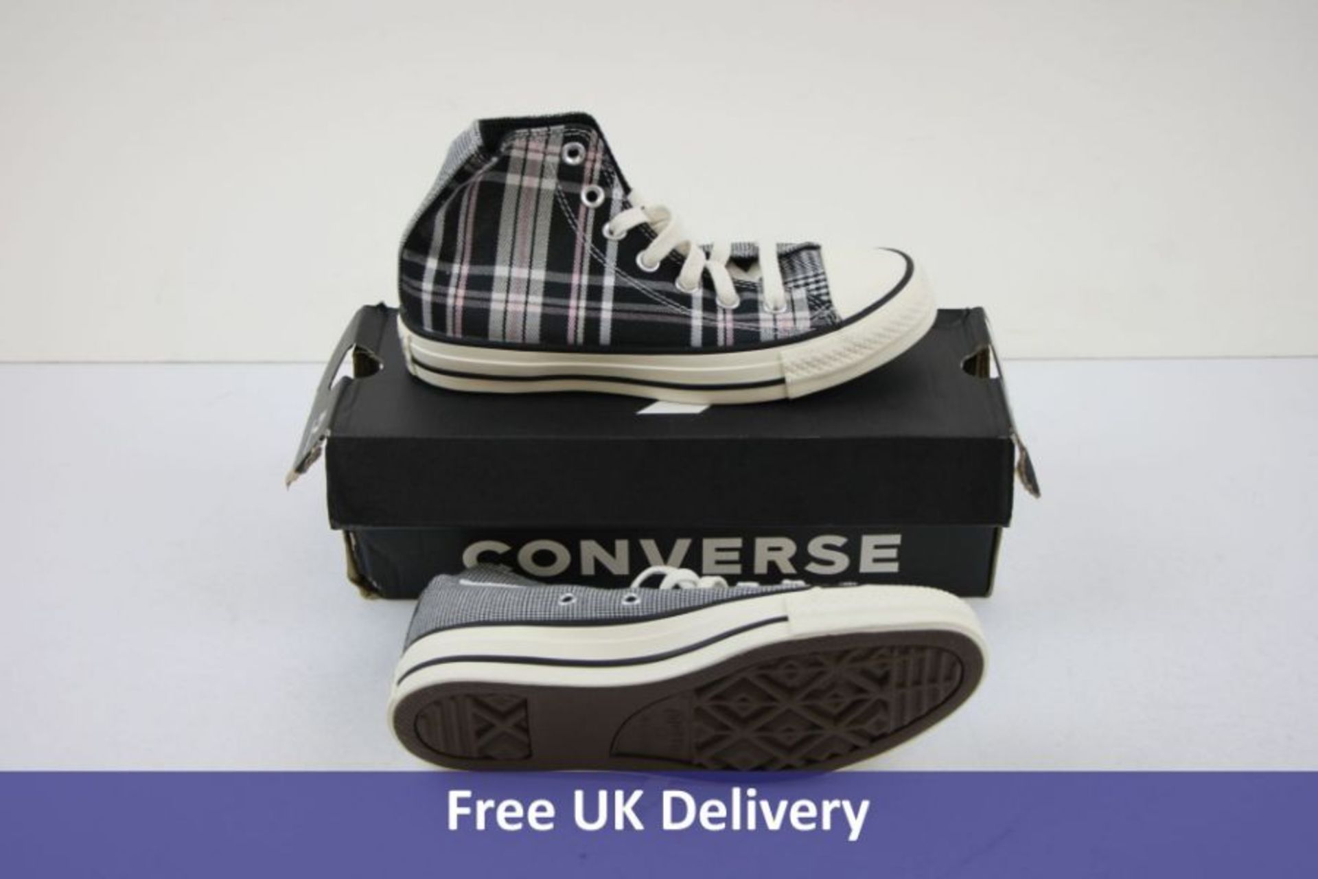Converse Women's Ctas Hi Fabric Trainers, Black and White, UK 4