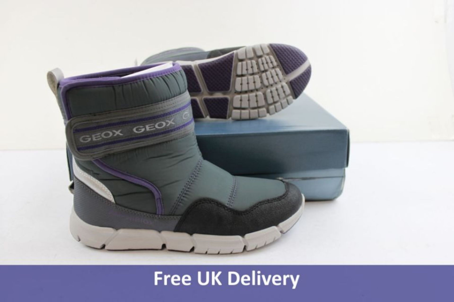 Geox Amphibiox Kids J Flexyper G Boots, Grey and Purple, UK 3