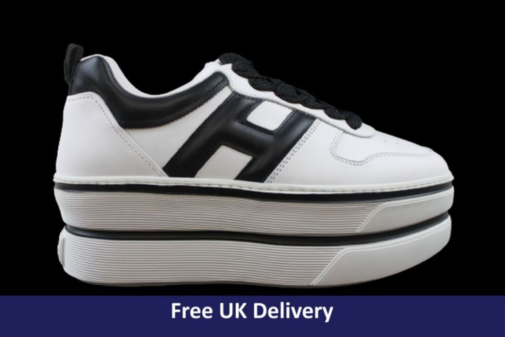 Hogan H449 Allacciato H Trainers, White & Black, UK 3