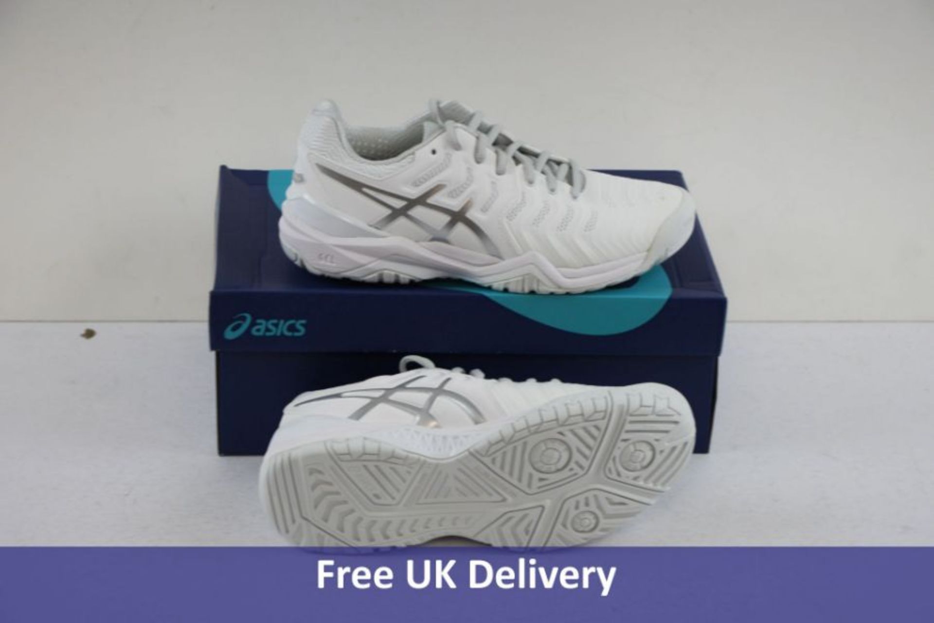 Asics Women's Gel Resolution 7 Trainers, White and Silver, UK 6