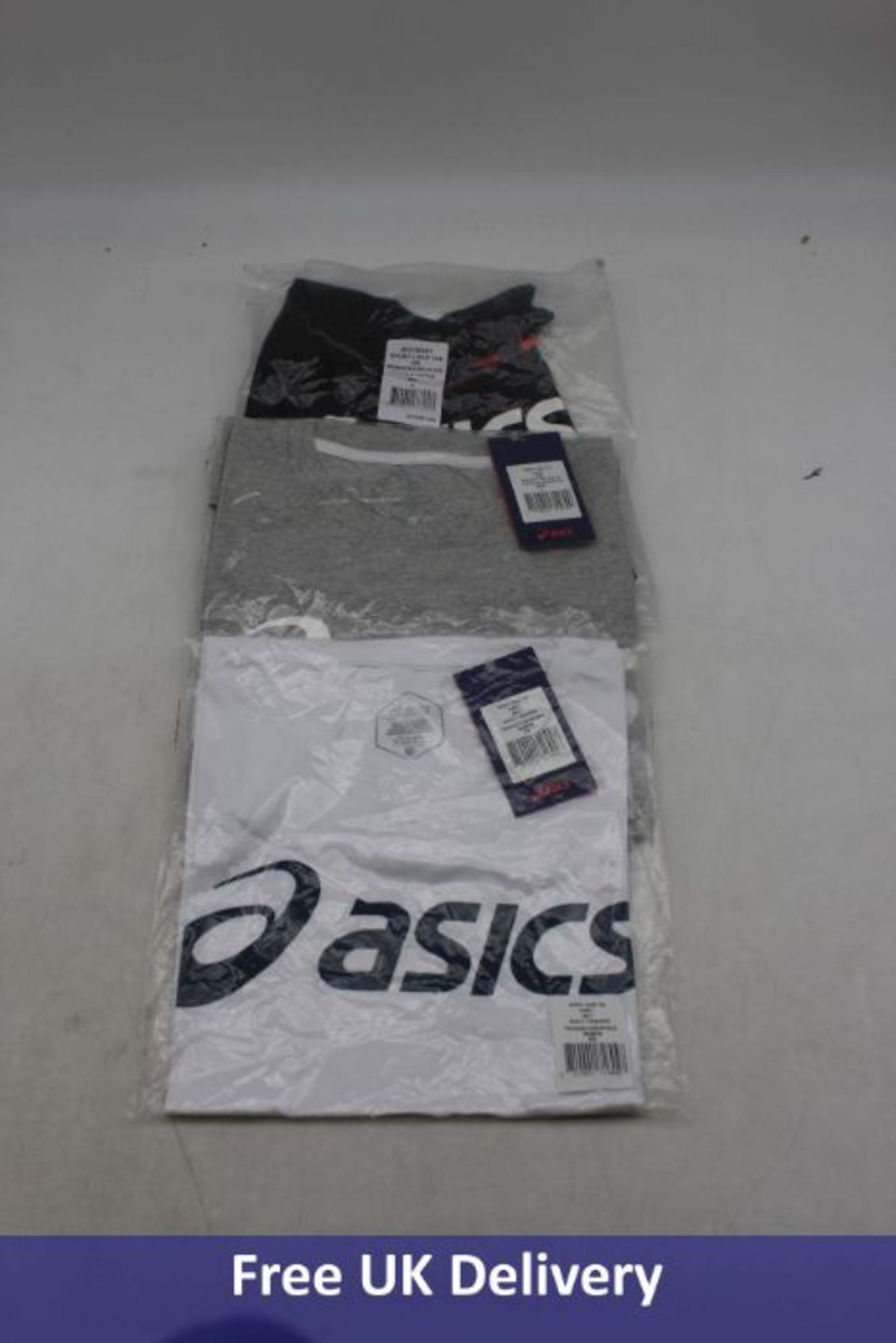 Twelve items of Asics Men's Clothing to include 1x Sport Logo Tee T-Shirt, White UK XS, 1x Sport Log