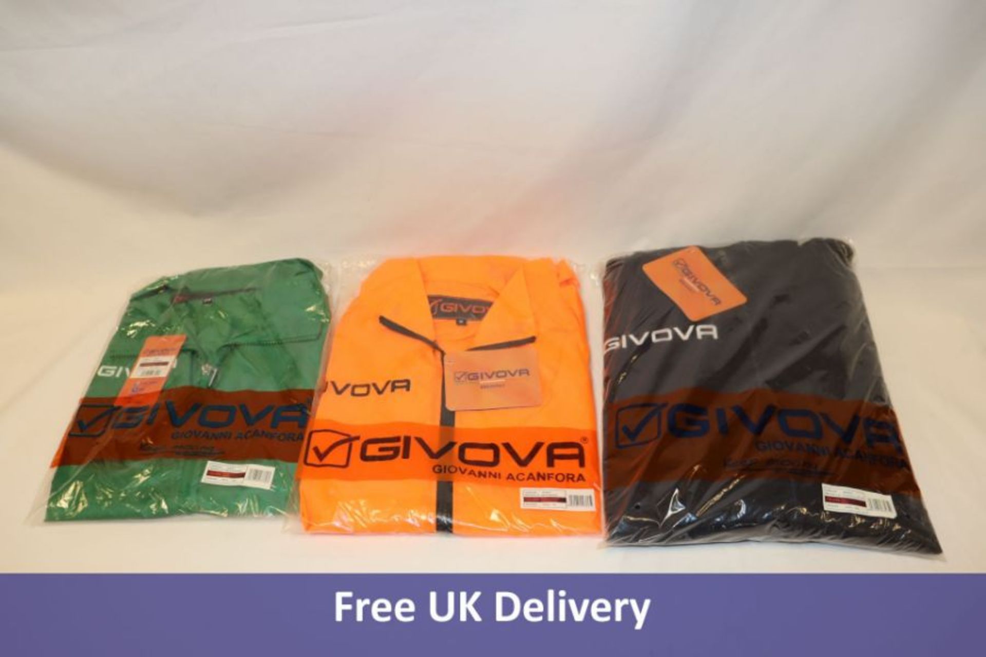 Givova Football Clothing to include 4x Kits, 3x Shirts, 2x Rain Jackets, 3x Training Tops, 1x Bottom