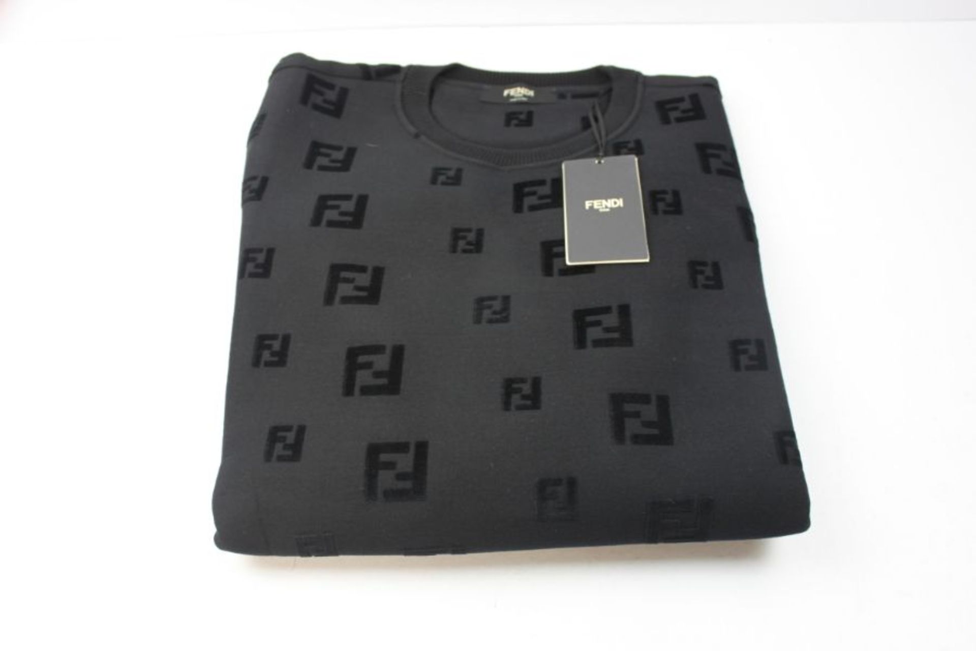 Fendi Felpa Evening Chenille Sweatshirt, Black, Size L