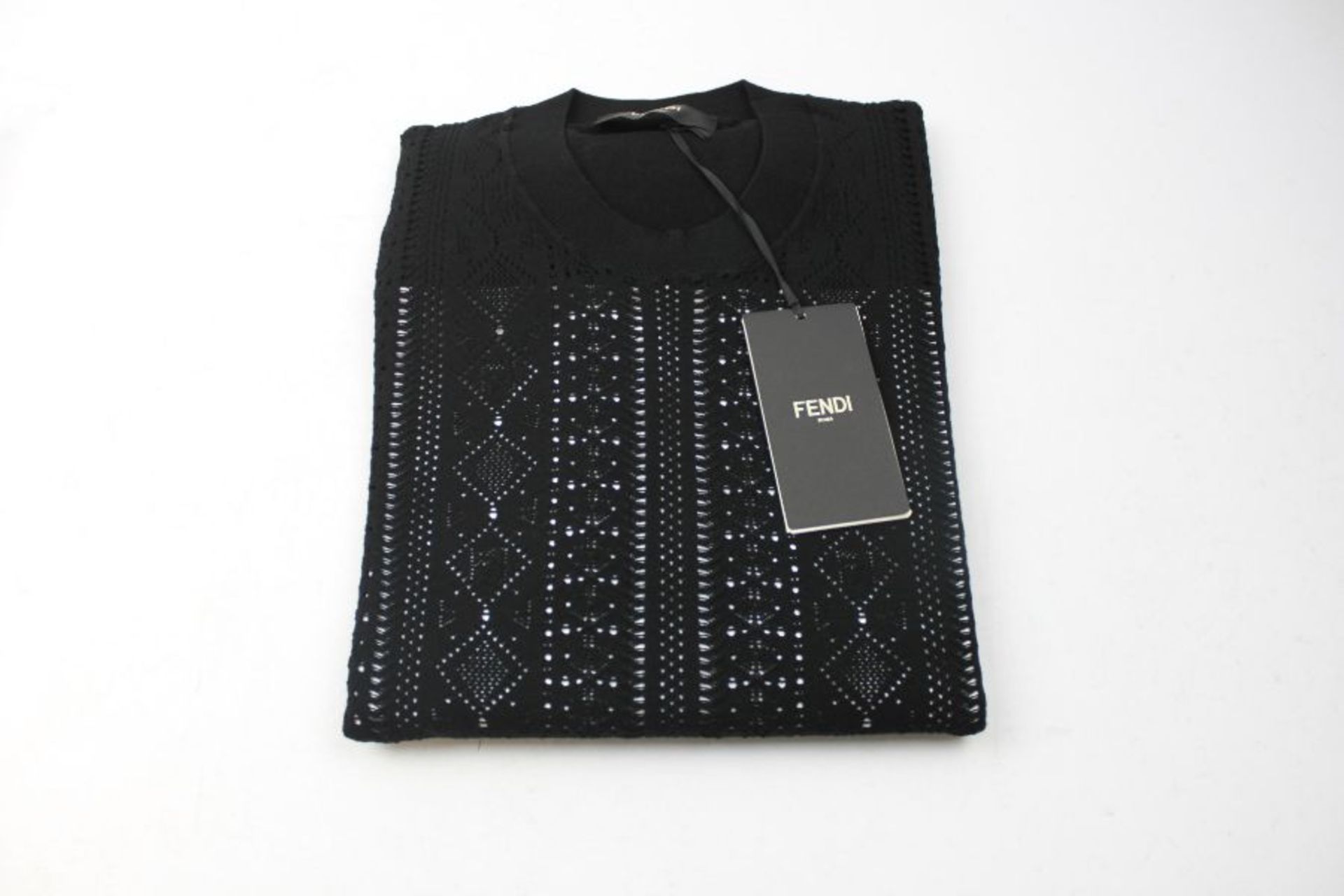 Fendi Men's Ff-flocked Cotton-blend Jersey Sweatshirt, Black, Size L - Image 2 of 2