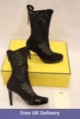 Fendi W Boots Fabric Leather Sole, Black, UK 5, with Original Box And Dust Bag