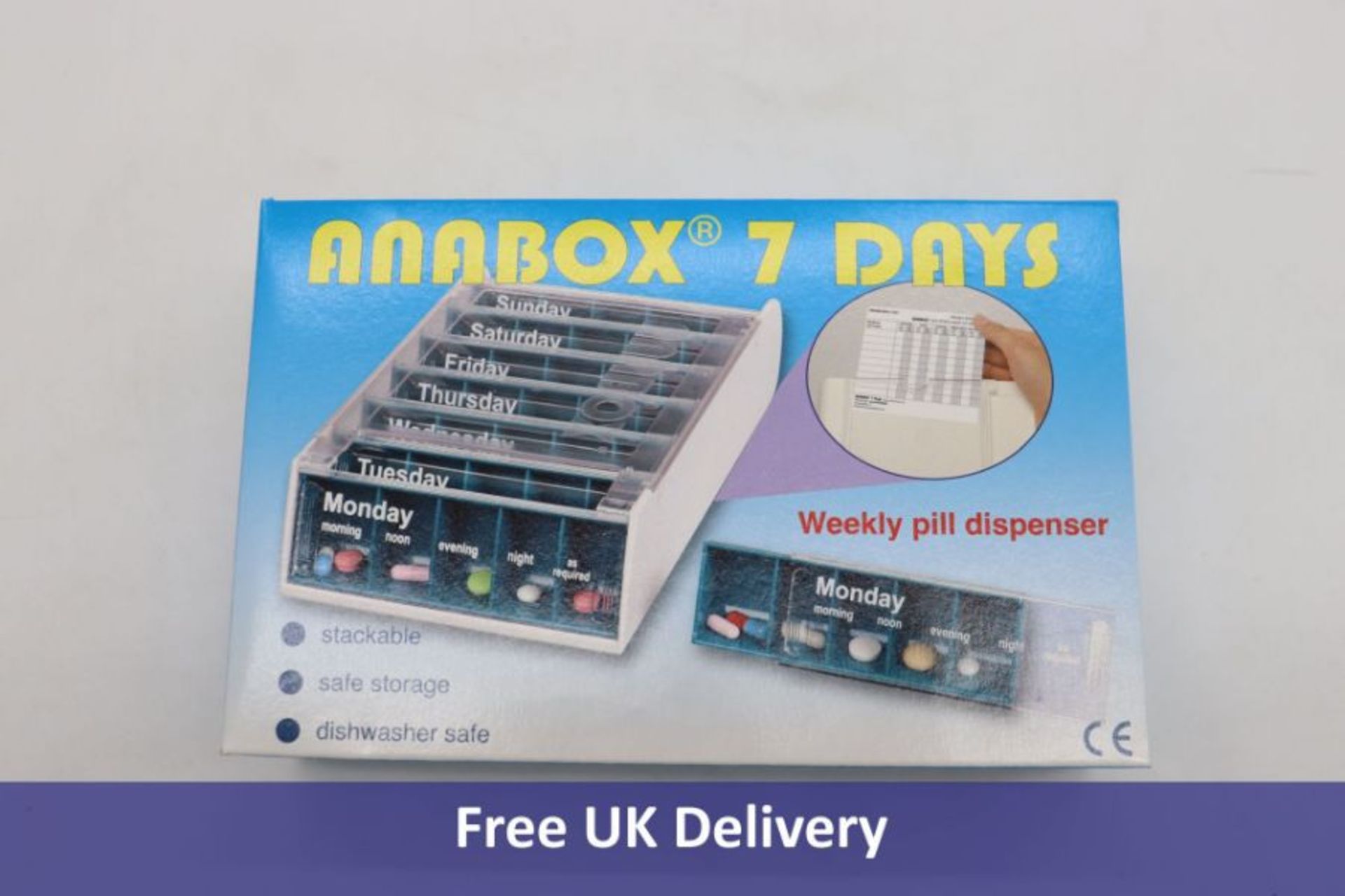 Six Anabox Weekly Pill Organiser, Turquiose