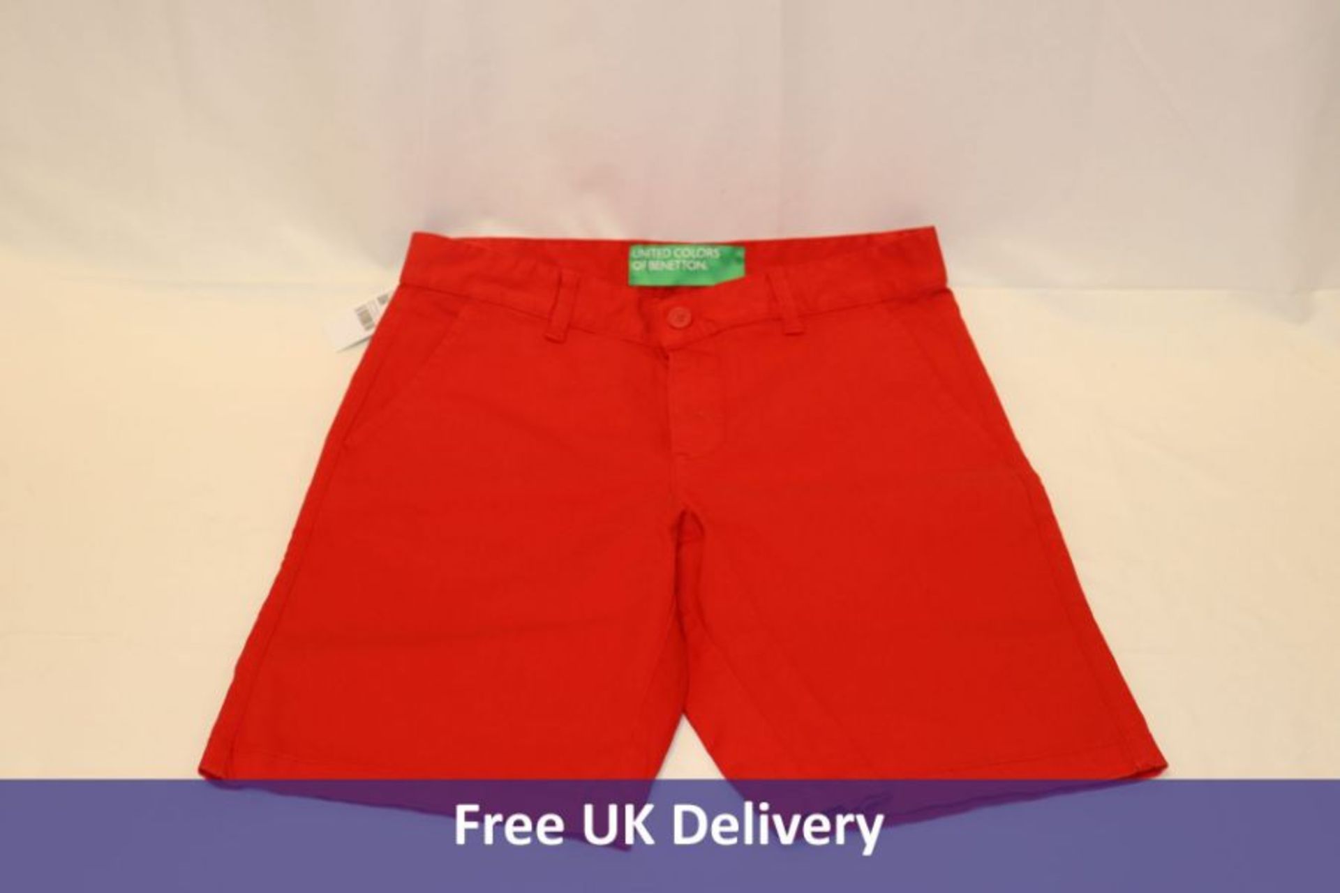 Benetton Men's Chino Bermuda Shorts, Stretch, Red, Size 44