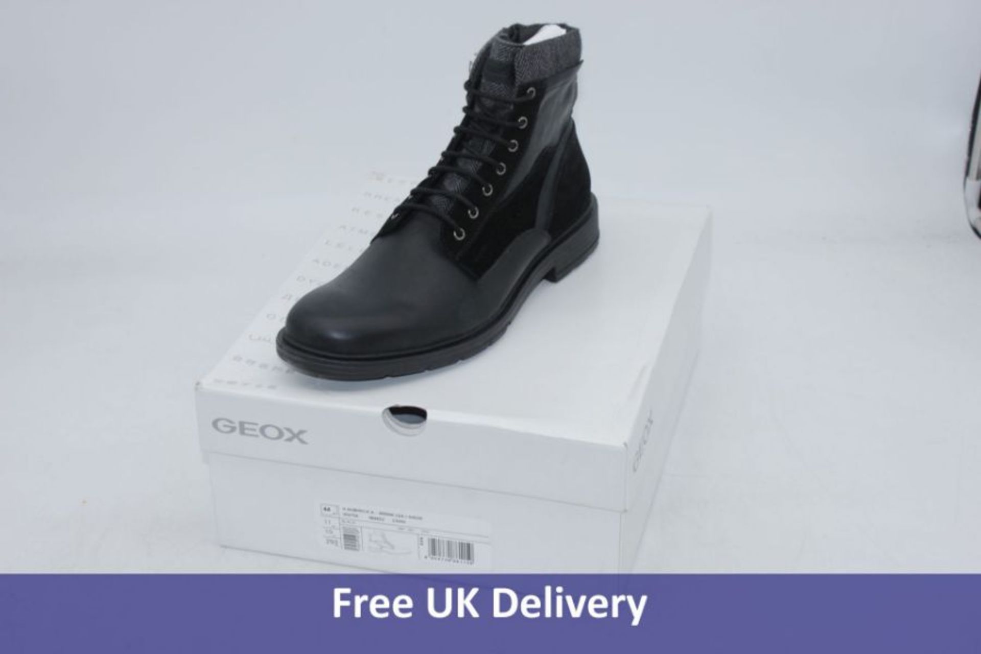 Two pairs of Geox Men's Footwear to include 1x Alberick Lace Up Boot, Black, UK 10 and 1x Moner Sued