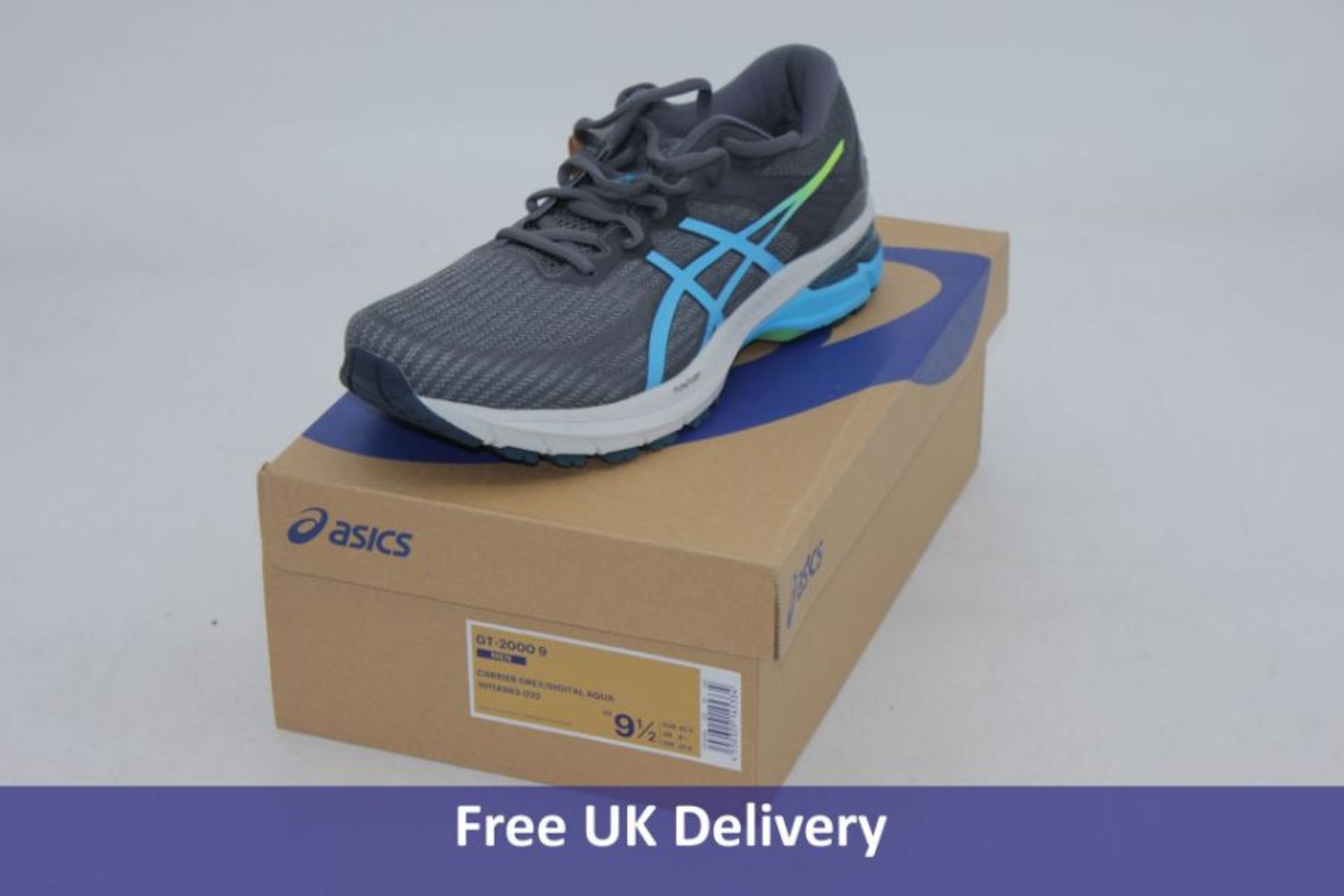 Two Asics Men's GT-2000 9 Trainers, 1x Carrier Grey/Digital Aqua, UK 8.5, 1x Black/White, UK 9