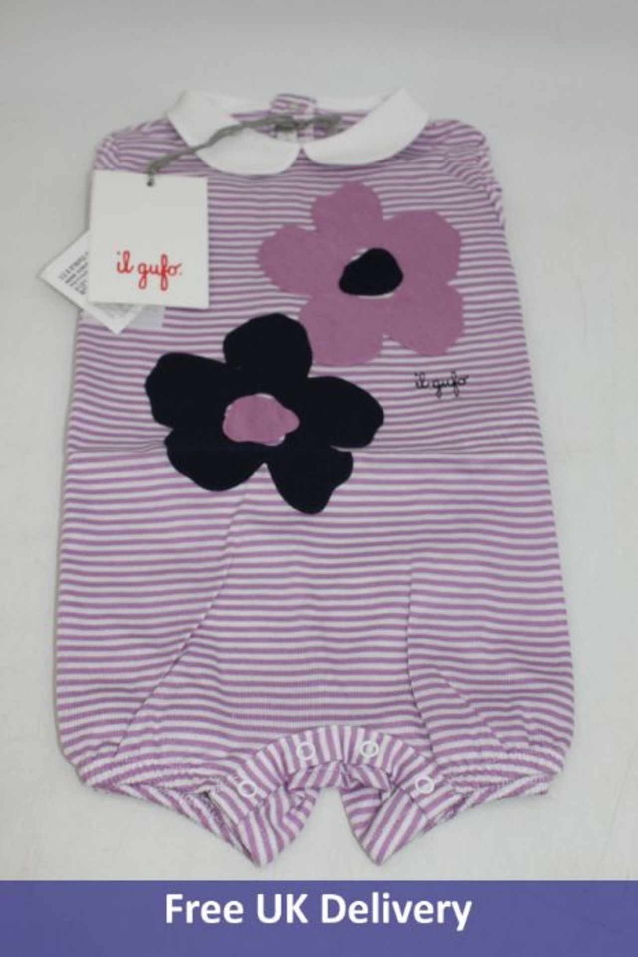Three items of il Gufo Baby's Clothing to include 1x Short Jumpsuit Striped with Flowers, Purple, UK