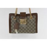 Gucci Women's Small GG Supreme Padlock Shoulder Bag, Brown