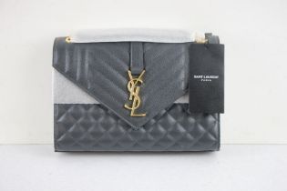 Yves Saint Laurent Women's Envelope Quilted Leather Bag, Dark Grey