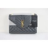Yves Saint Laurent Women's Envelope Quilted Leather Bag, Dark Grey
