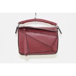 Loewe Women's Leather Puzzle Mini Bag, Berry Red