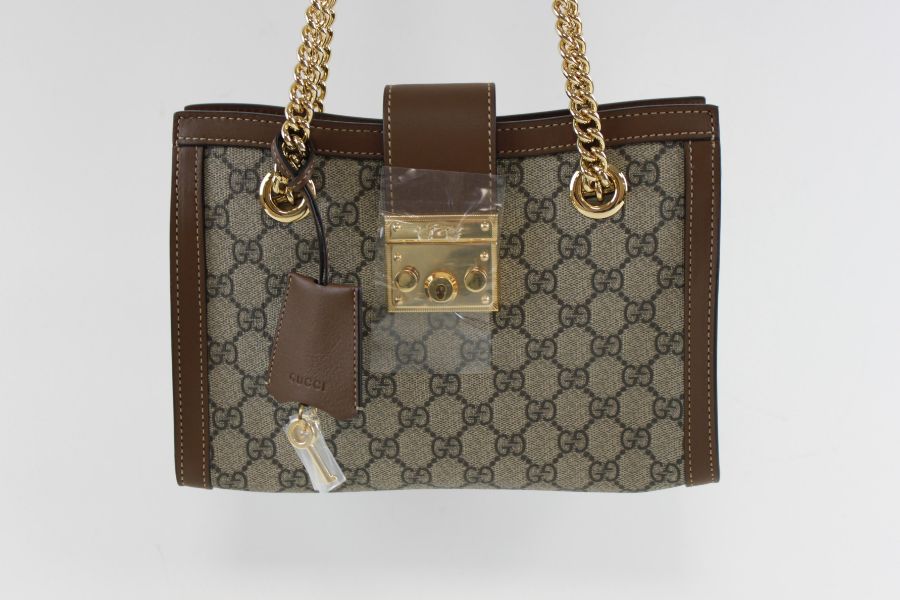 Gucci Women's Small GG Supreme Padlock Shoulder Bag, Brown