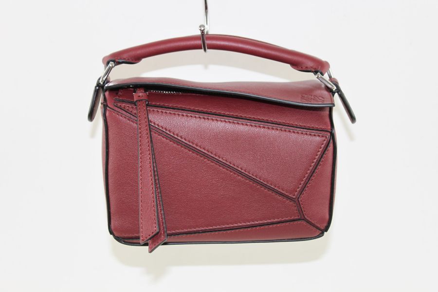 Loewe Women's Leather Puzzle Mini Bag, Berry Red