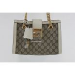 Gucci Women's Small GG Supreme Padlock Shoulder Bag, White