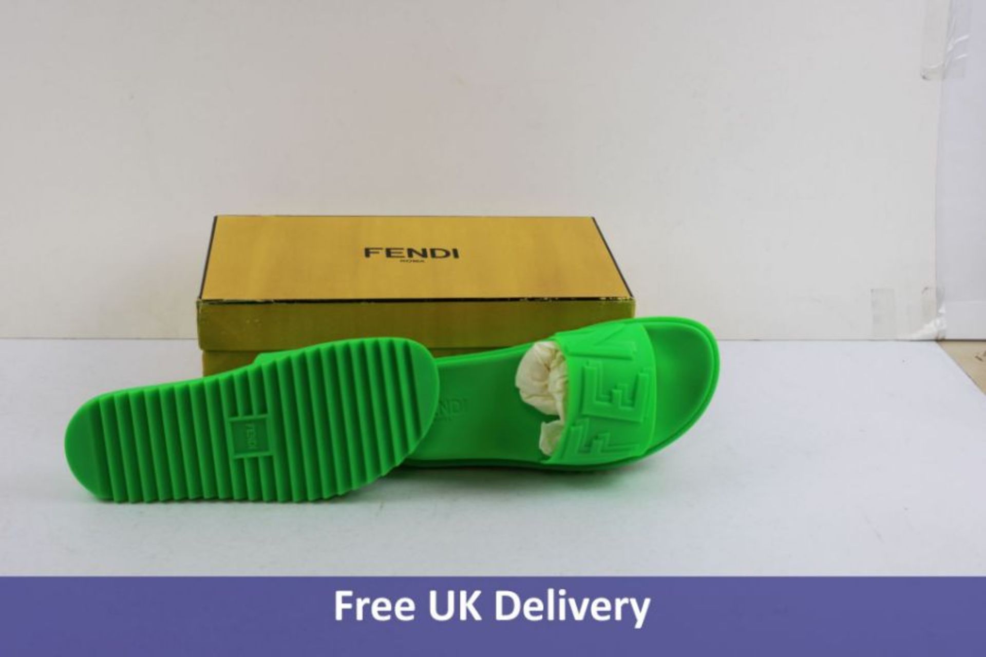 Fendi Unisex Slides, Rubber, Green, UK 7