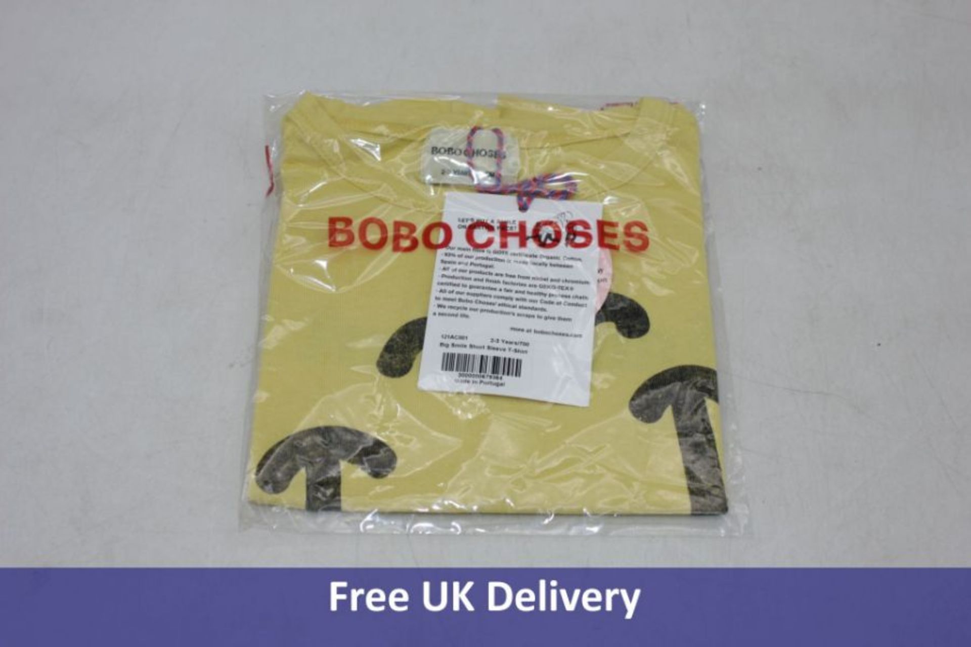 Five Bobo Choses Child's Big Smile Short Sleeve Tee, Yellow, 4 to 5 Years