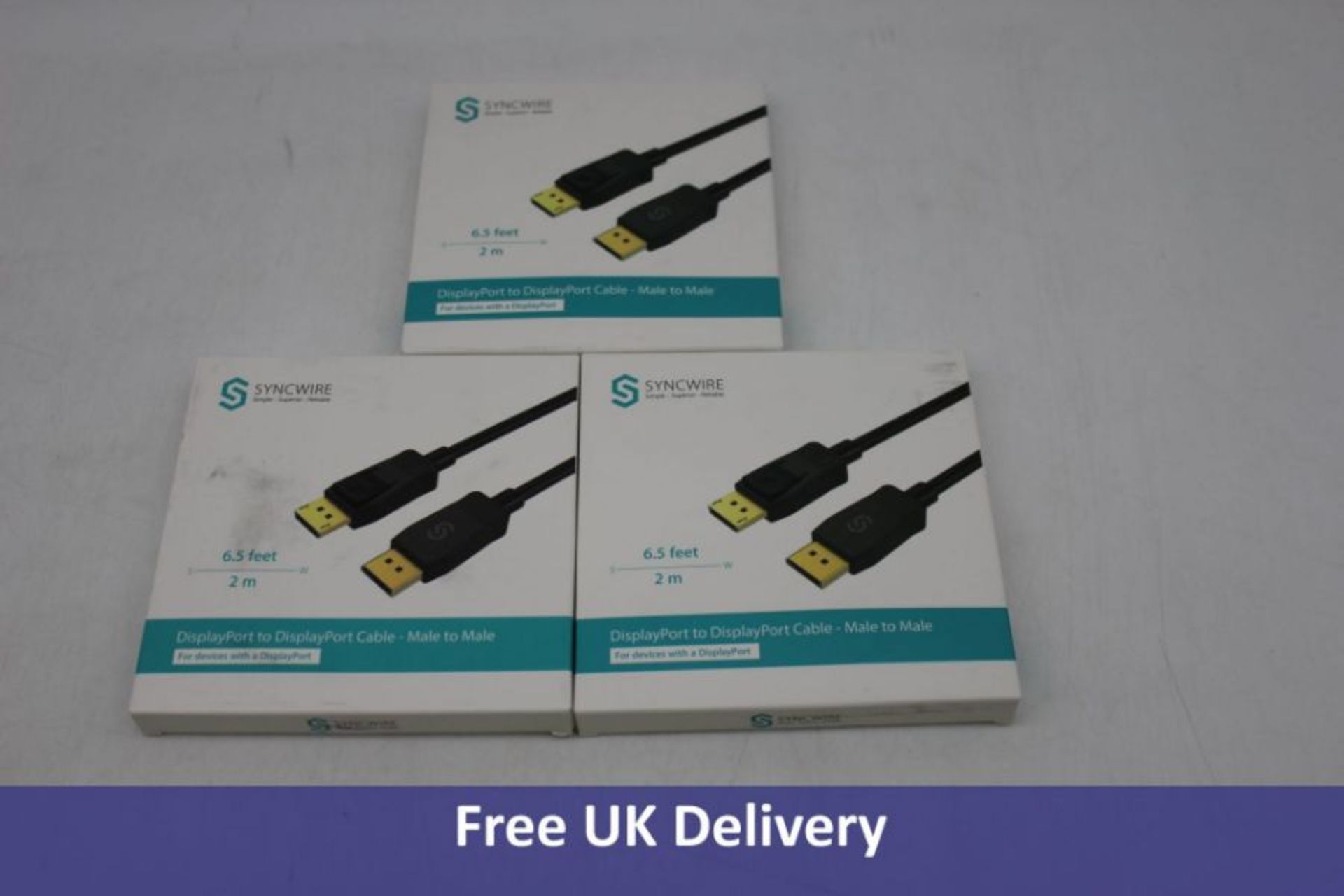 Twenty Syncwire DisplayPort Cable Male To Male, Gold-Plated/Black, Size 2M