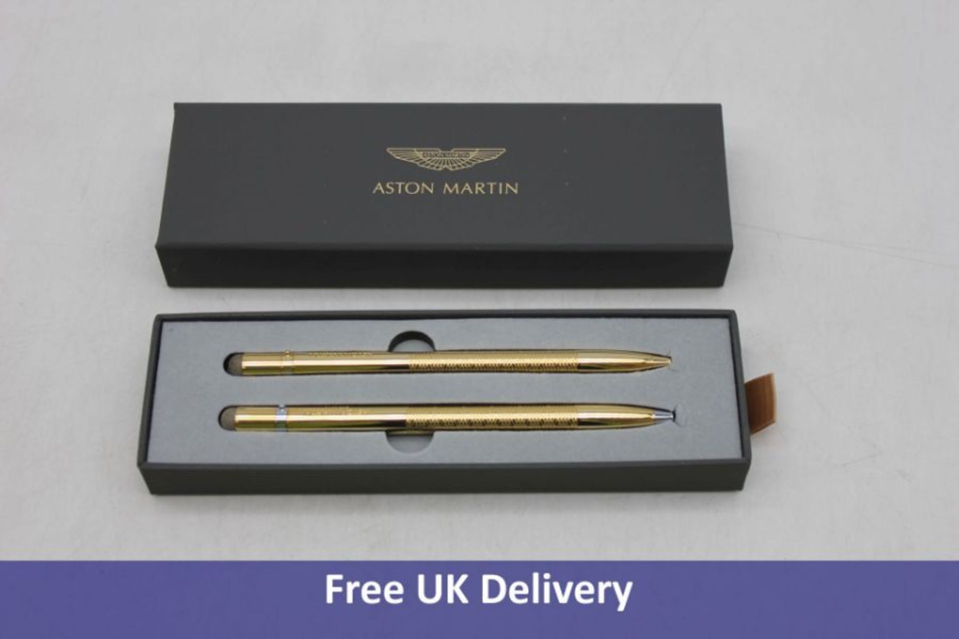 Five Aston Martin Stylus Ball Pen and Roller, Gold