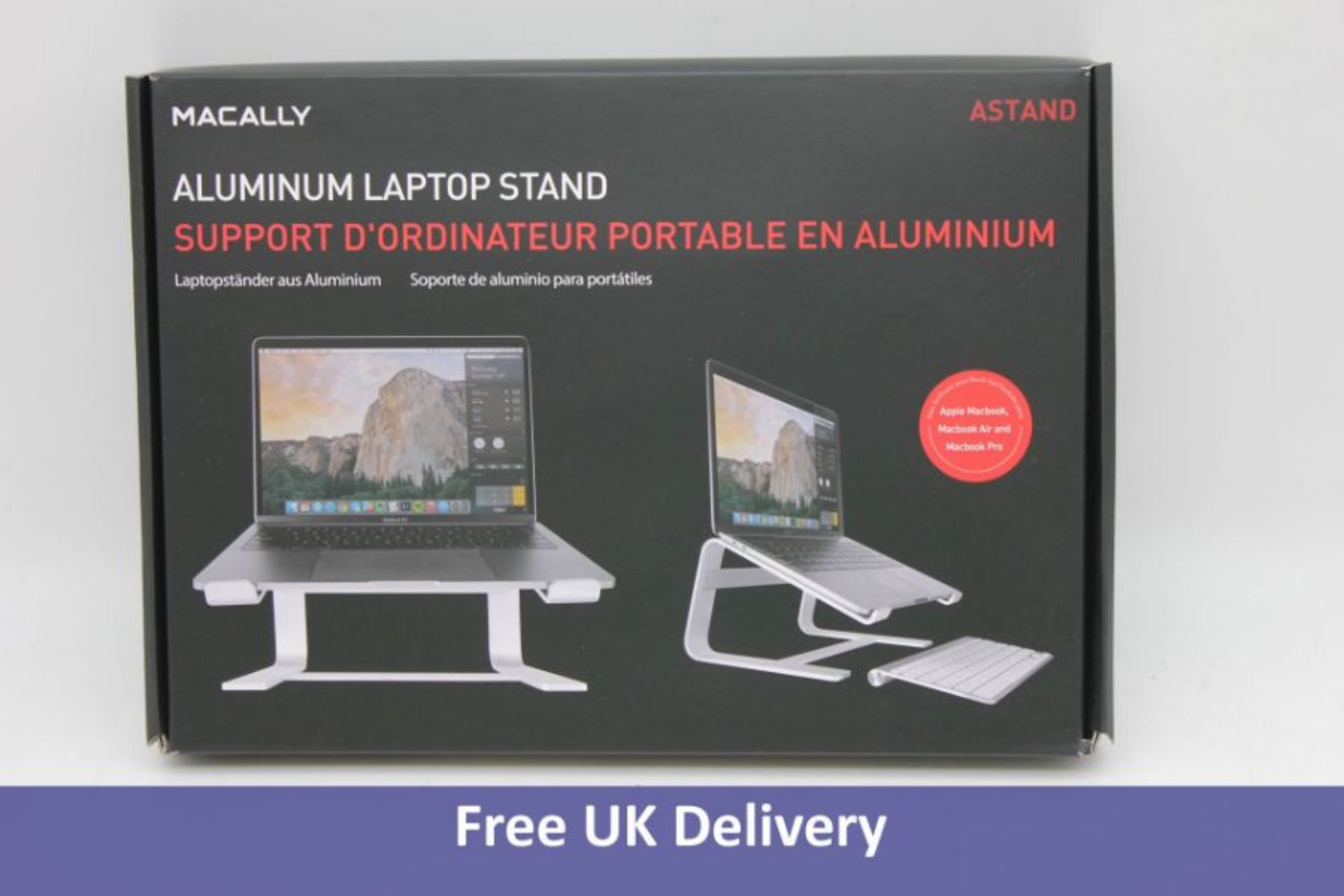 Macally Aluminum Laptop Stand, Raises Laptop Screen 15cm, Works With Laptops Between 10" to 17"