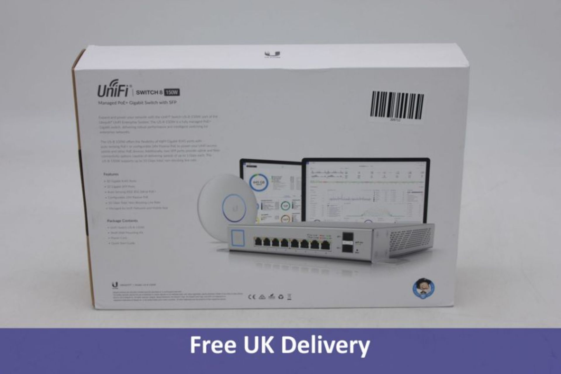 Ubiquiti UniFi Switch 8 150W (US-8-150W) Managed Gigabit Ethernet PoE Switch