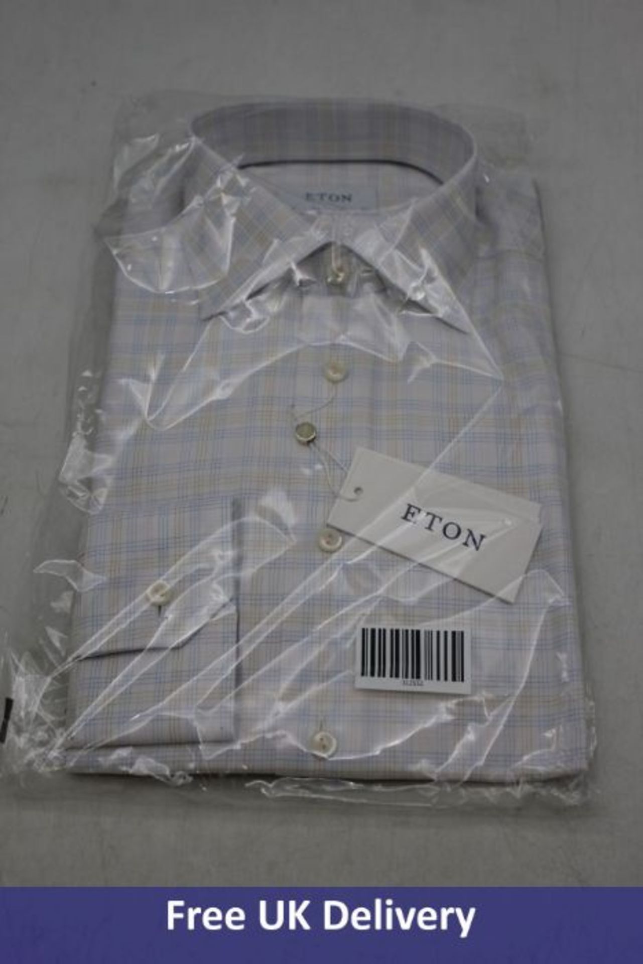 Two items of ETON Men's Clothing to include 1x Contemporary Checked Shirt, Blue/Tan, Size EU 39/15.5