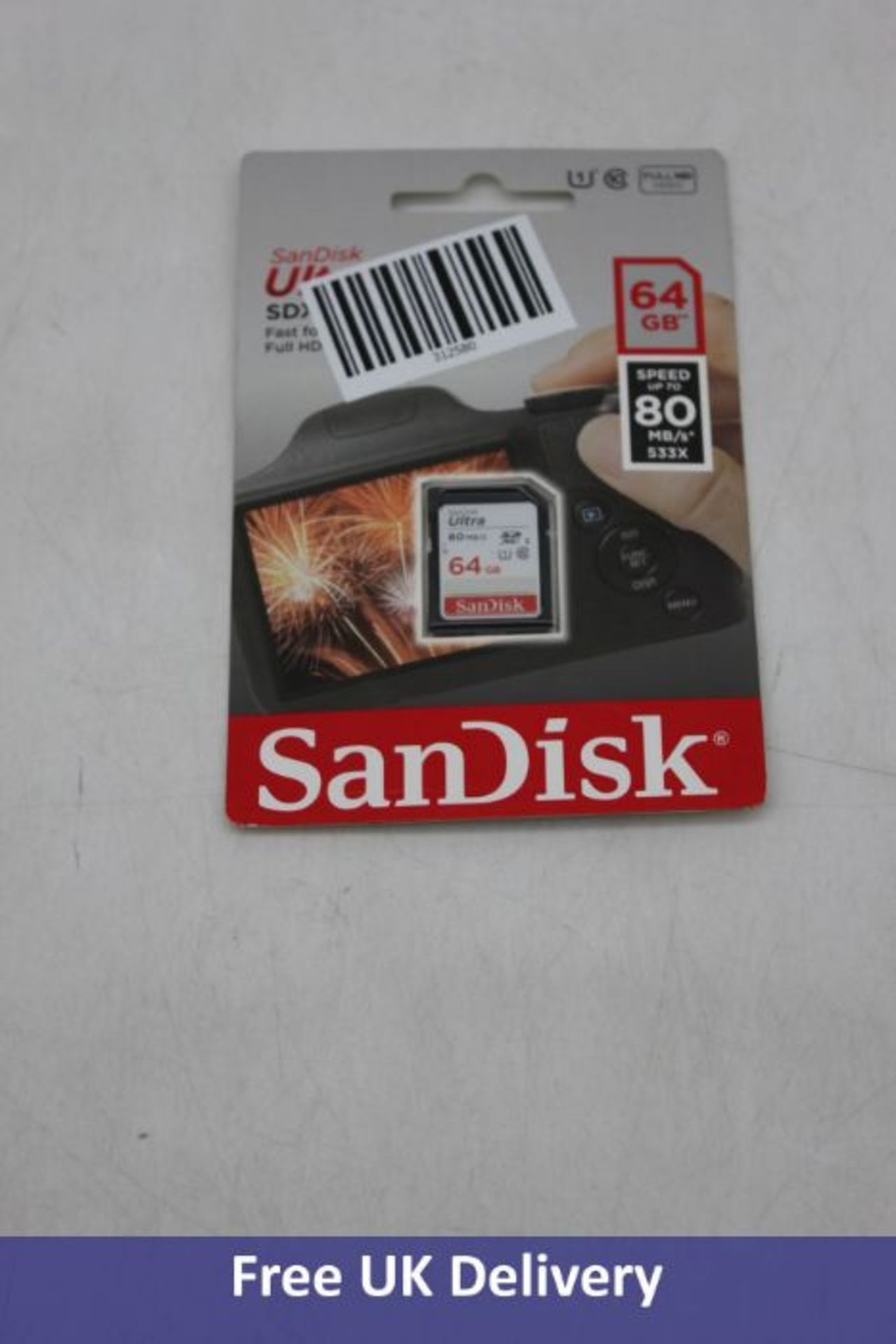Four SanDisk 64GB Ultra SDXC UHS-1 Memory Cards, 80MB/s