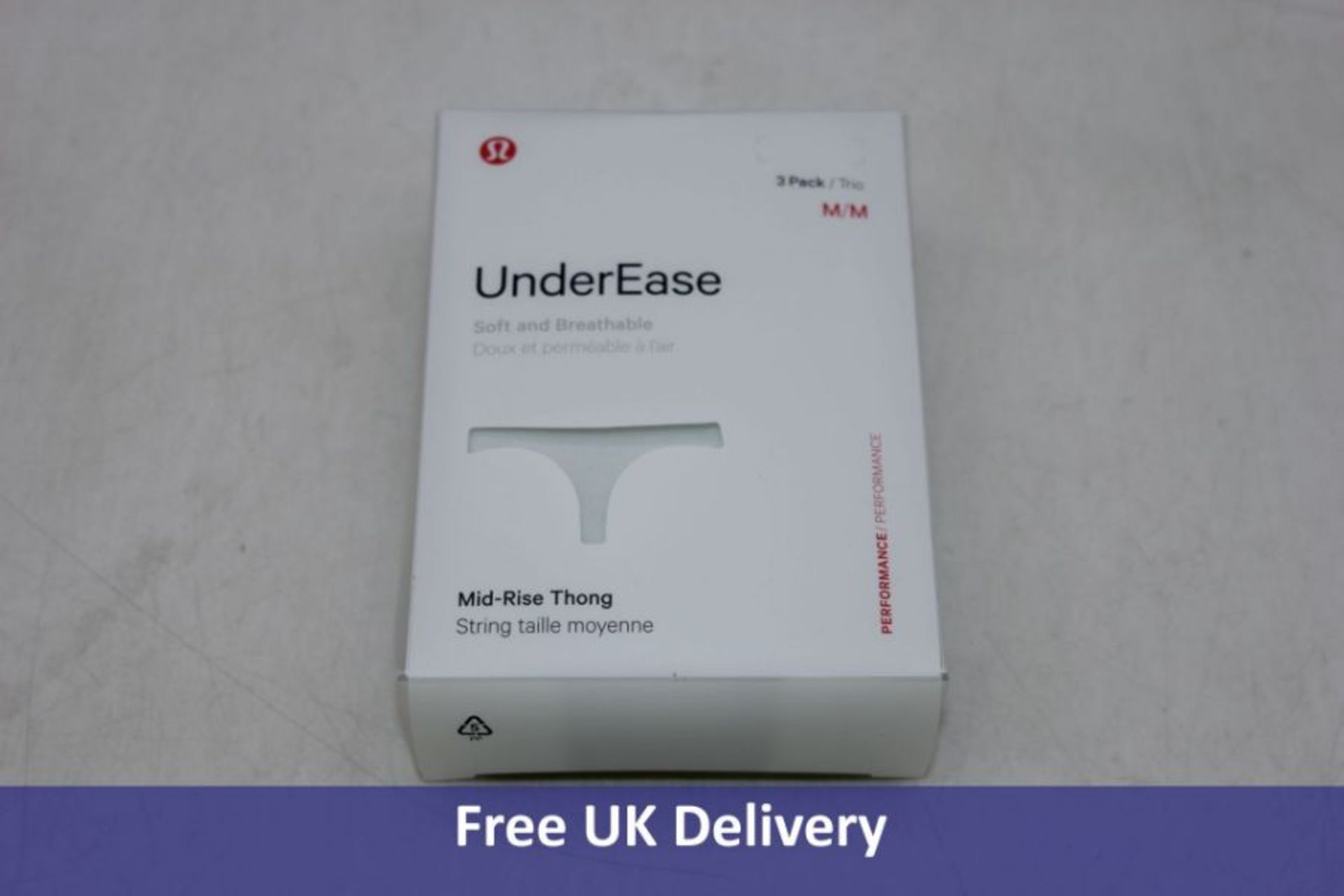 Two Underease Three Pack Mid-Rise Thong Underwear, Multi, 2 x M,