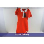 David Koma Asymmetric Hem Polo Mini Dress, Red and White, Size XS