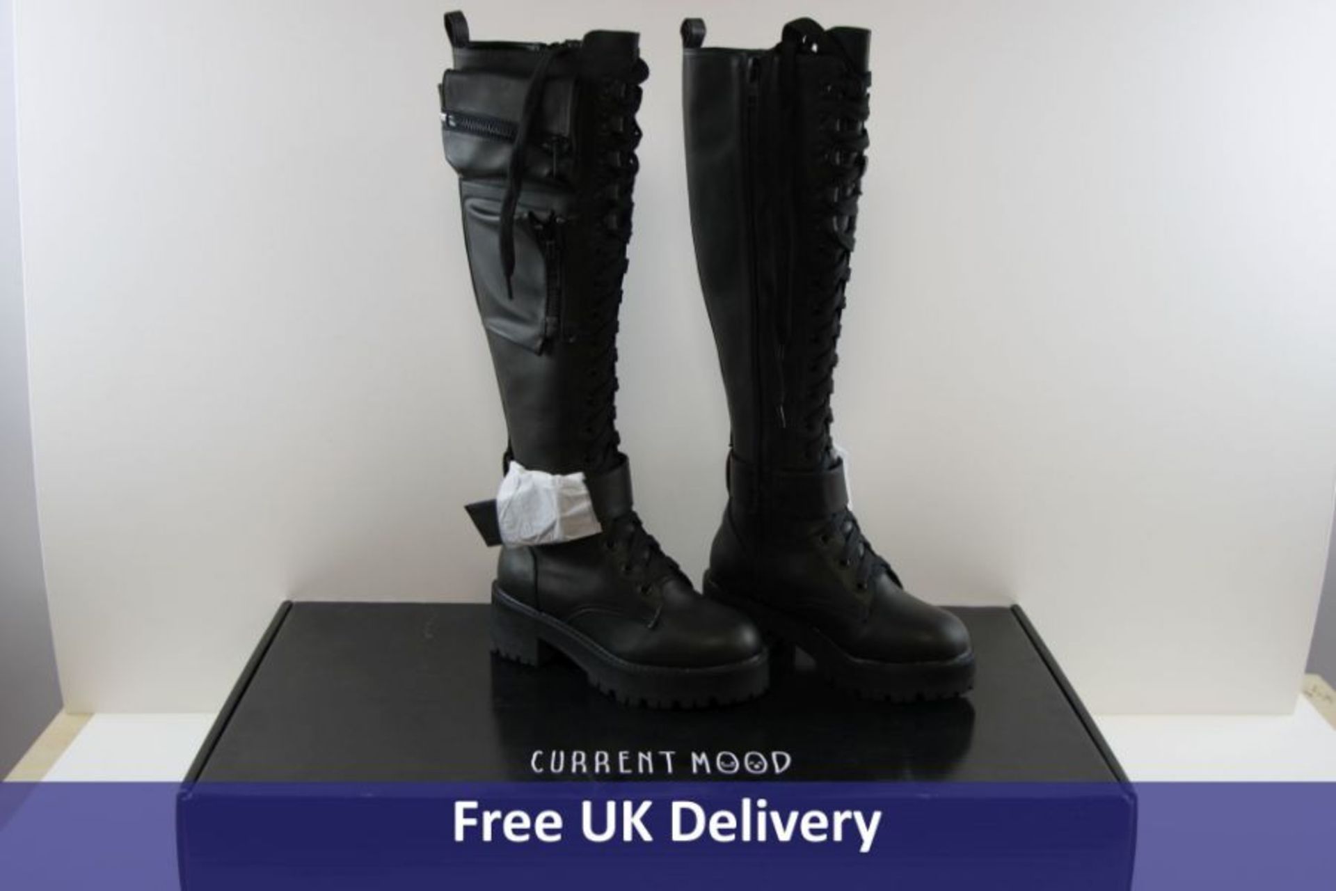 Dolls Kill Women's Obsidian Pocket Combat Boots, Black, UK 5, EU 6M