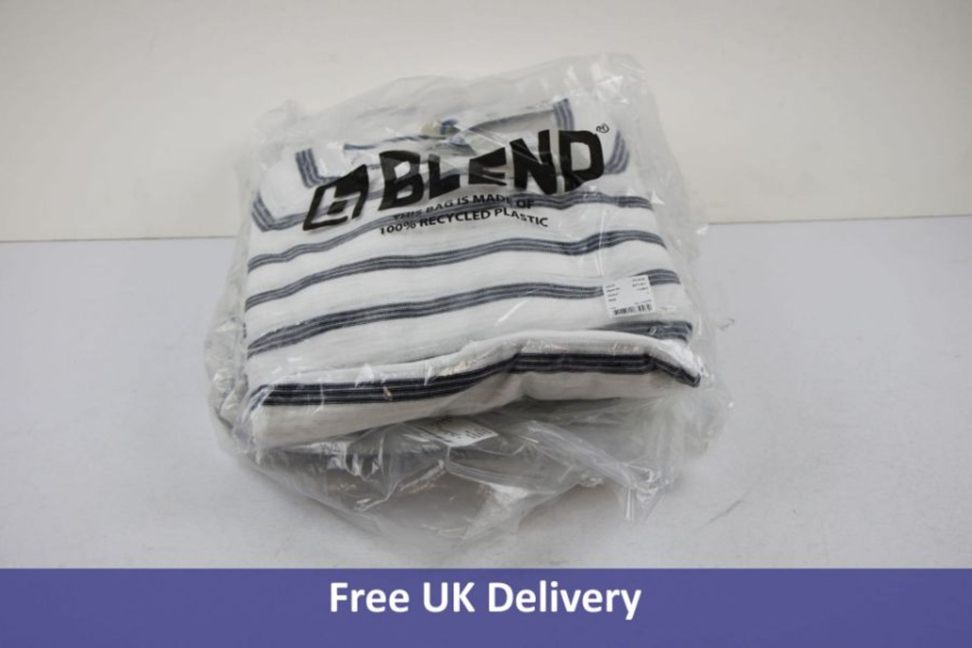 Six Blend Men's Striped Pullovers to Include 1x S, 1x M, 2x L, 1x XL and 1x XXL, White and Blue