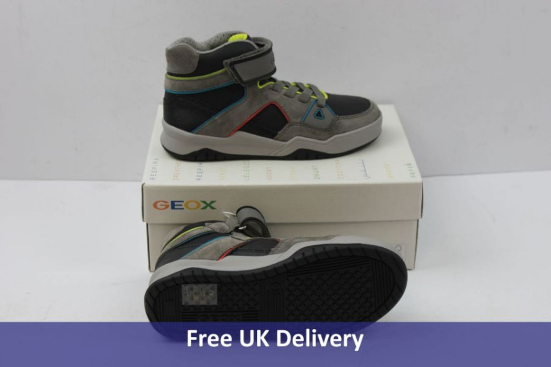 Geox Children's J Perth B Trainers, A J047RA, Black and Grey, UK 1