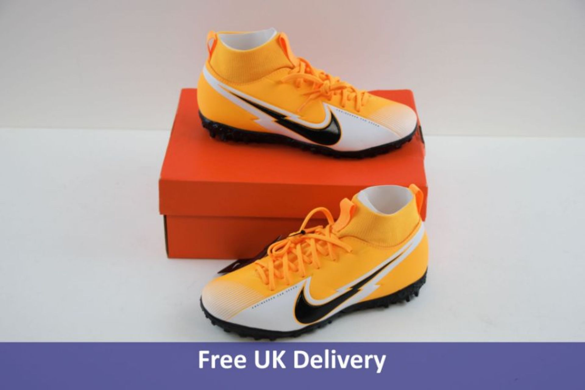 Nike Junior Superfly 7 Academy Football Trainers, Laser Orange, Black and White, UK 4