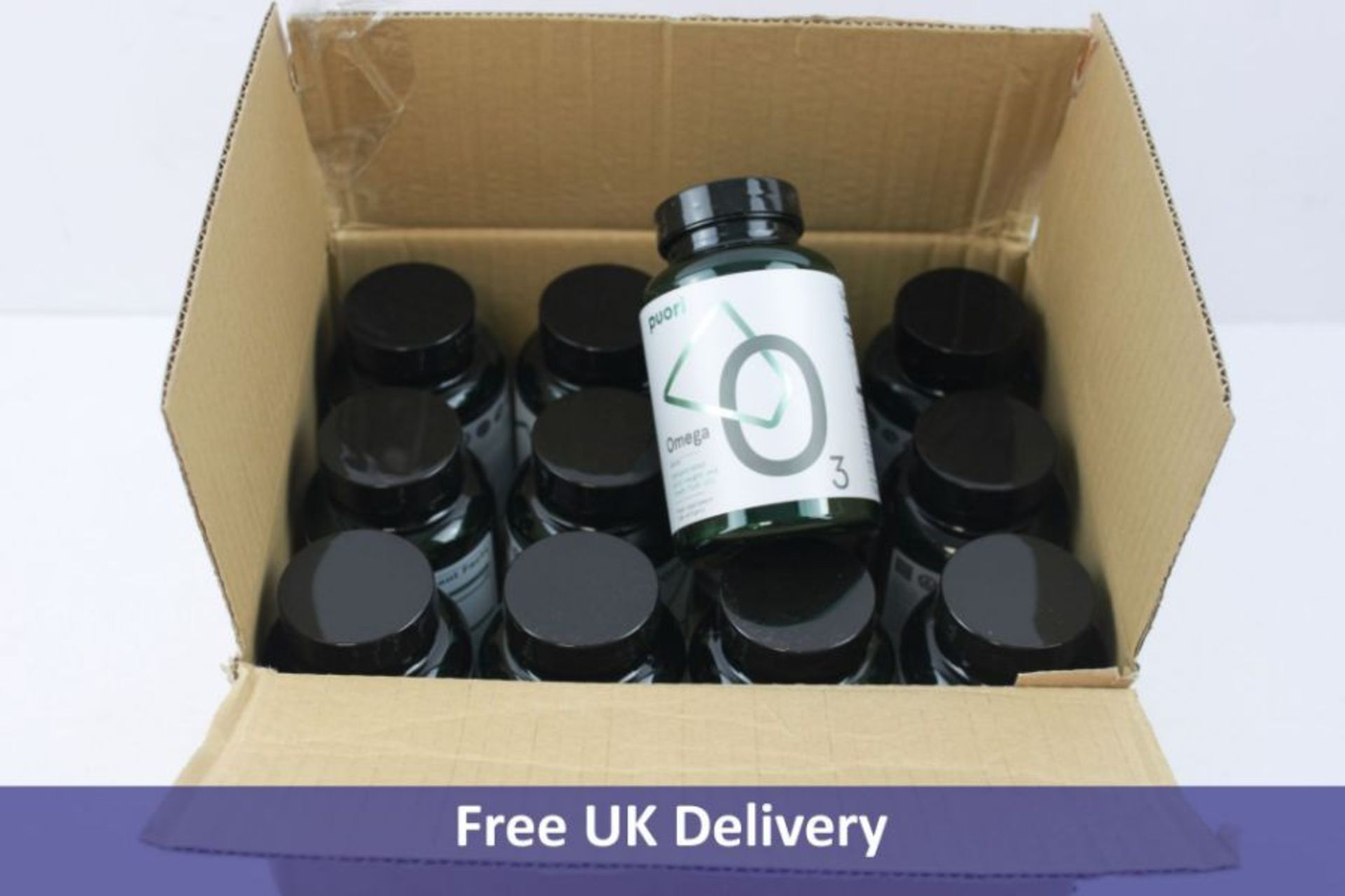Twelve Bottles of 120 Puori Omega 3 Concentrated Wild Caught and Fresh Fish Oil Capsules. EXP 11.22