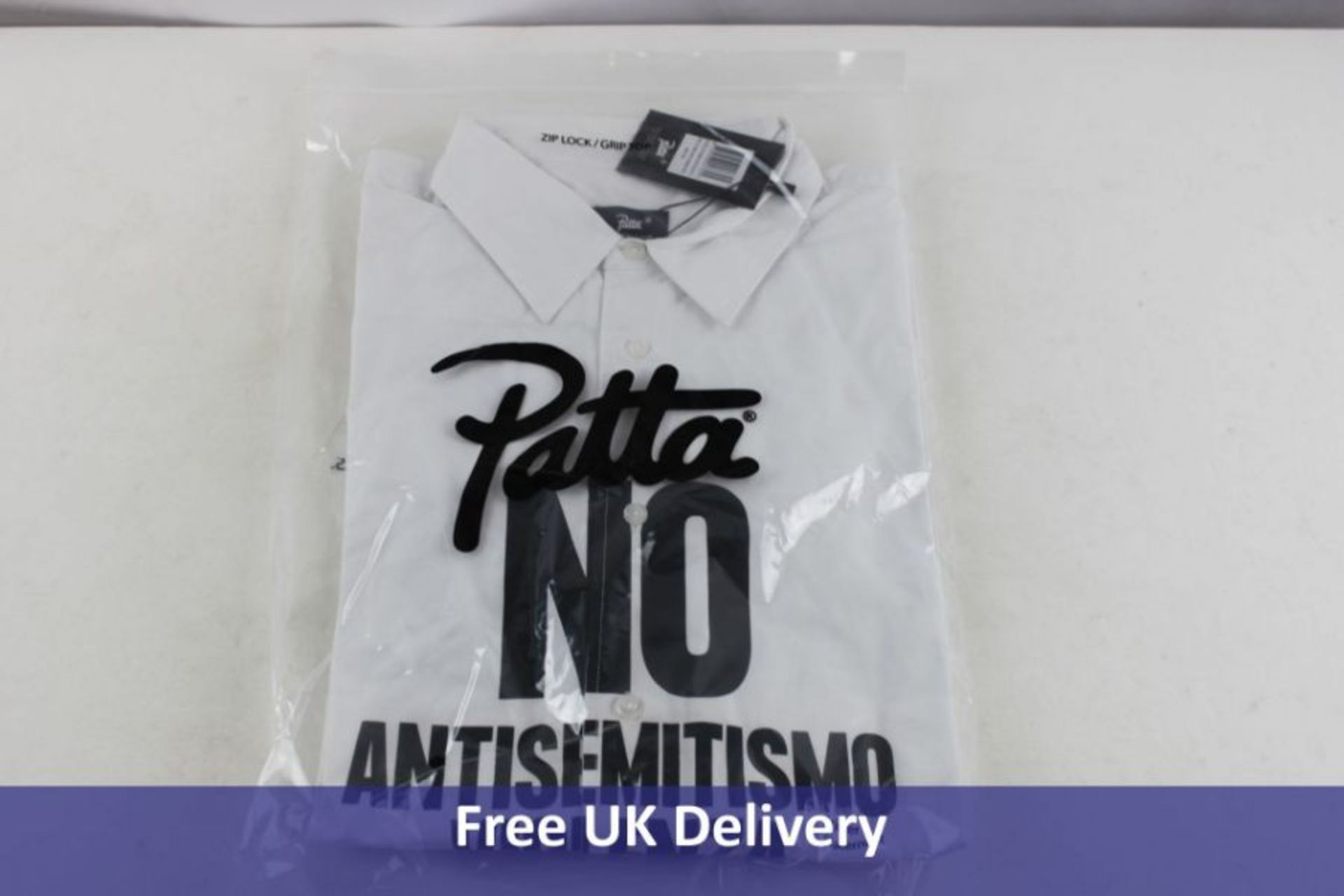Patta Men's No Violenza Poplin Long Sleeve Shirt, White, Size M