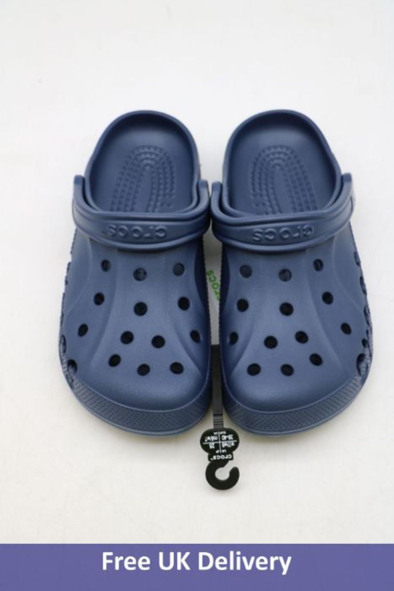 Twelve Pairs Baya Unisex Crocs, Roomy Fit, Navy, Size 39-40