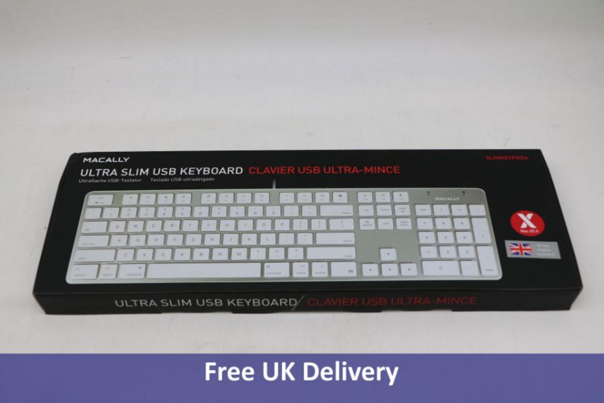 Ten Macally Ultra Slim USB Keyboard, White/Silver - Image 2 of 5