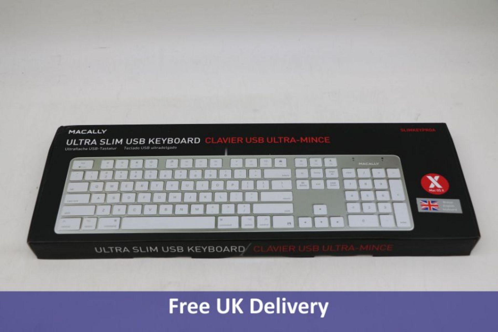 Ten Macally Ultra Slim USB Keyboard, White/Silver - Image 3 of 5