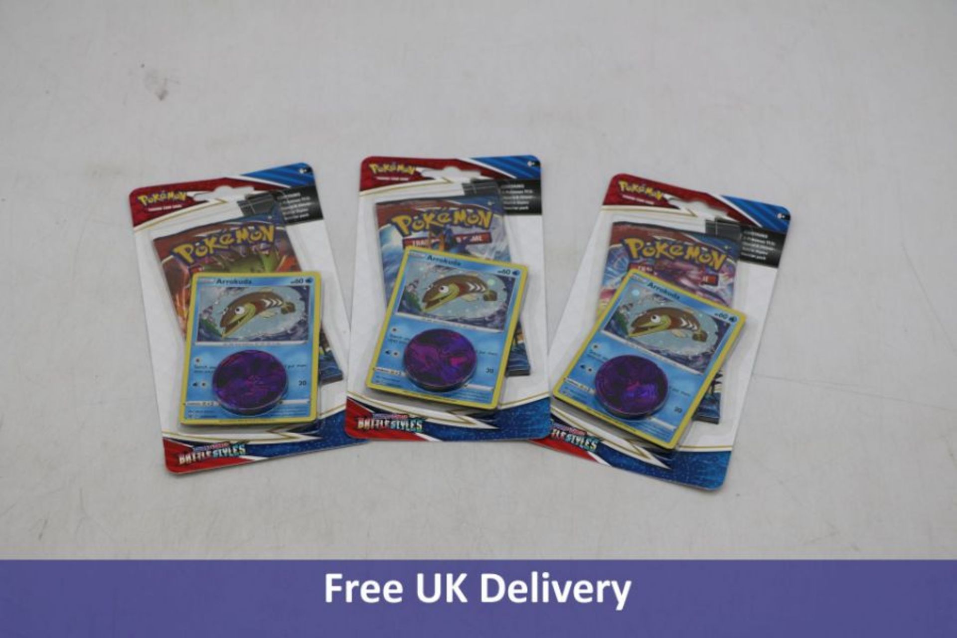 Thirty-Two Packs of Pokemon Unsorted Trading Card Game Sword & Shield 5 Battle Styles Booster, 10 Ad