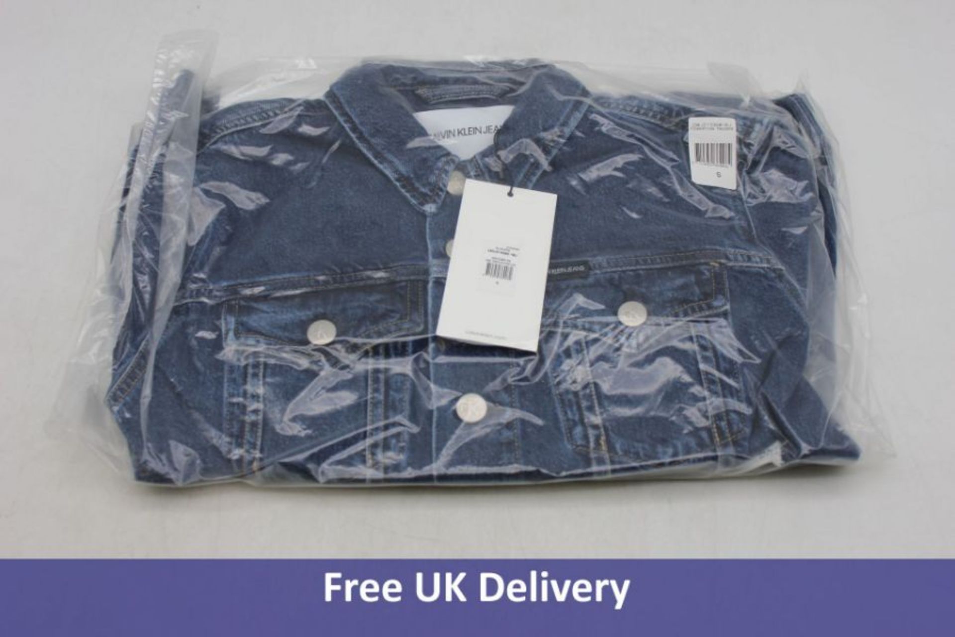 Two items of Calvin Klein Women's Clothing to include 1x Foundation Trucker Denim Jacket, Dark Blue,